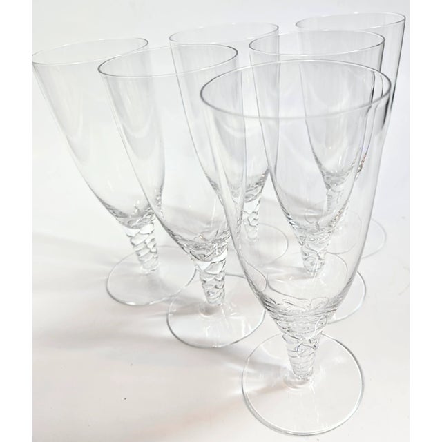 Orrefors Orrefors Twisted Champagne Flutes- Set of Six For Sale - Image 4 of 12