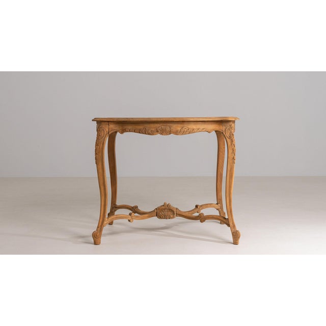 Antique White 1880-1889 France Weathered Whitewash Carved Cerused Oak Console For Sale - Image 8 of 11