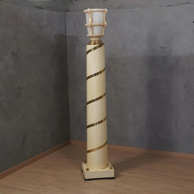 Art Deco Murano Glass and Brass Floor Lamp, 1940s For Sale - Image 10 of 10