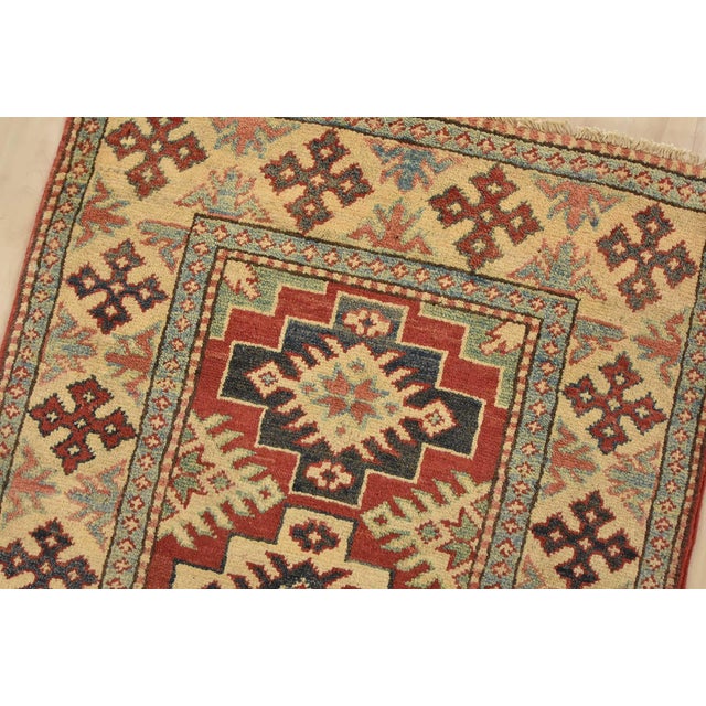 2020s Kazak Runner 2’3” X 4’11” Red Wool Tribal Hand-Knotted Oriental Rug For Sale - Image 5 of 10