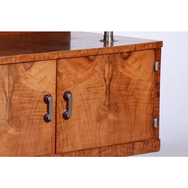Small Art Deco Walnut Cabinet in Chrome-Plated Steel, Czechia, 1930s For Sale - Image 4 of 8