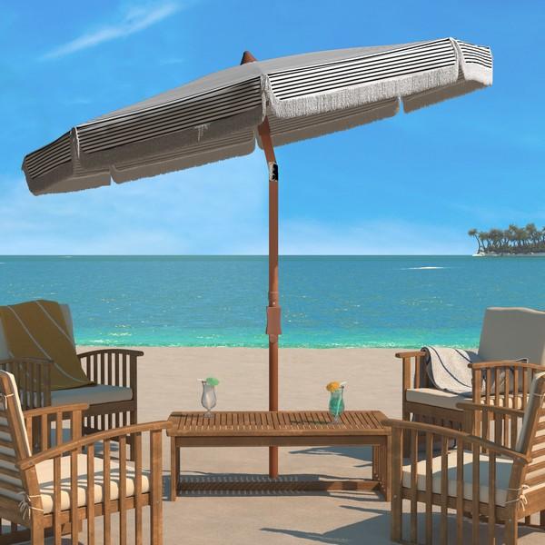 Contemporary Outdoor Copen 6.5 ft Umbrella - White/Black Stripe For Sale - Image 3 of 4