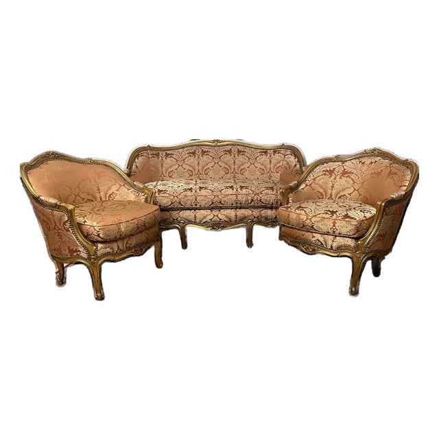 1960s Louis XV Armchairs Set (3) For Sale