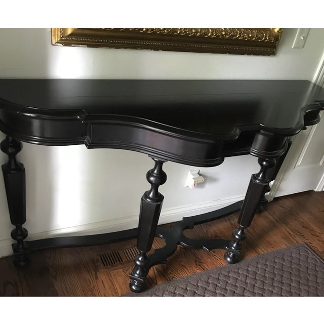 Wood Henredon , Cindy, Scalloped Dem-Ilune Console Entry Table For Sale - Image 7 of 13