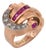1940s Retro Synthetic Ruby Diamond 14k Rose Gold Tank Ring, Size 12.5 For Sale
