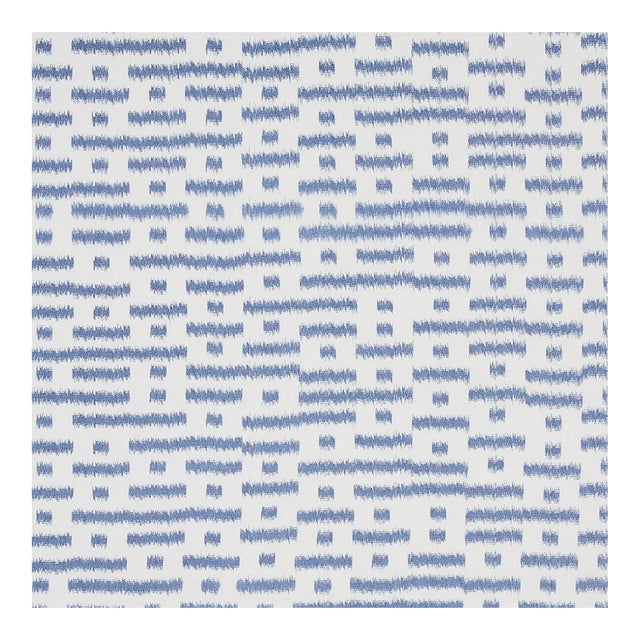 Sample - Schumacher Abstract Ikat Fabric in Indigo For Sale