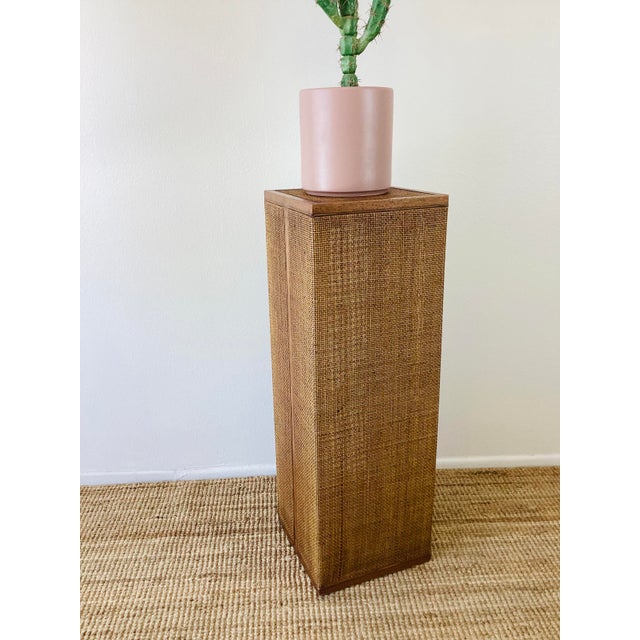 1970s Vintage 1970s Woven Rattan / Reed Tall Art Pedestal For Sale - Image 5 of 12