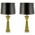 Pair of Brass Crown and Sage Lacquer Obelisk Table Lamps Attributed to Stiffel For Sale