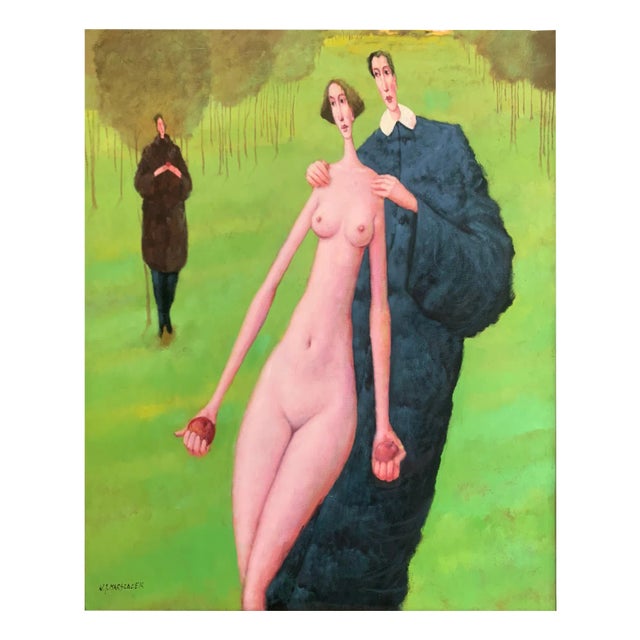 Waldemar Marszałek, Temptation: Adam and Eve, 1999, Oil on Canvas For Sale