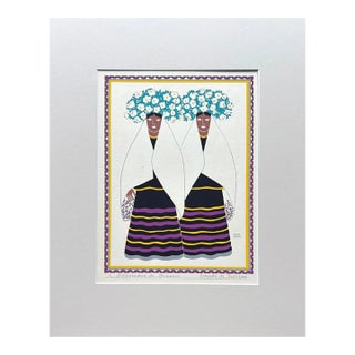 Carlos Mérida Silkscreen Print "Desposadas de Tuxpan, Jalisco" in 16x20 Mat 1945 For Sale