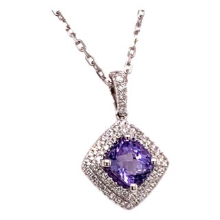 Diamond Sapphire Necklace 2.32 TCW 18k Gold Women Certified For Sale