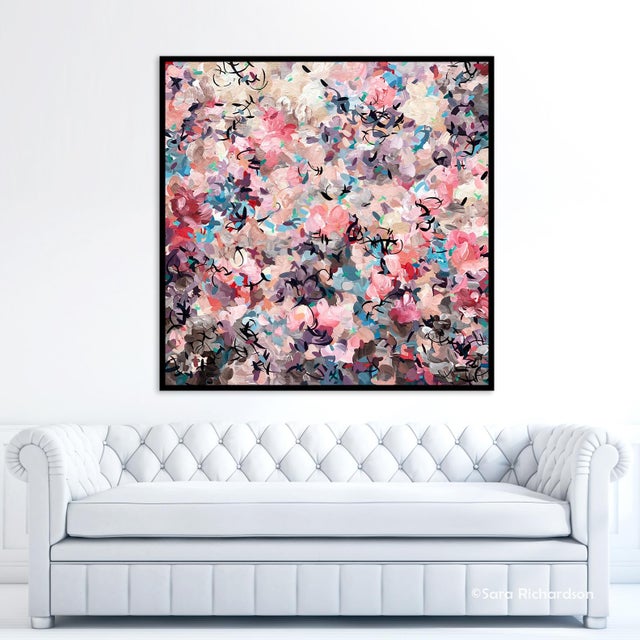 Hibiscus No.1 - Contemporary Abstract Floral Inspired Painting on Canvas (40x40) For Sale - Image 4 of 6