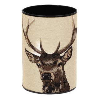 Scottish Stag Beige Tapestry Waste Bin With Scottish Tartan For Sale