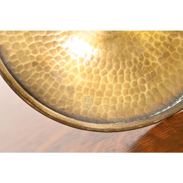 Roycroft Arts & Crafts Brass Finished Hammered Copper Candelabras, Pair For Sale - Image 11 of 13