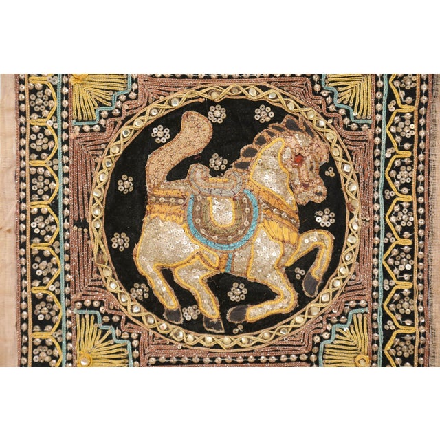 Vintage Burmese Kalaga Tapestry Embroidered Wall Hanging 1960 For Sale In Palm Springs - Image 6 of 12