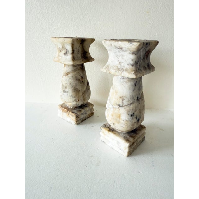 Mid-Century Modern Pair of Vintage Mid-Century Modern Marble Candlestick Holders For Sale - Image 3 of 10