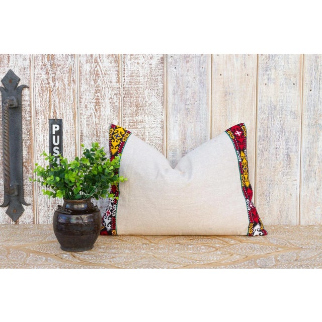 Early 21st Century Rup Linen Tribal Border Pillow For Sale - Image 5 of 9