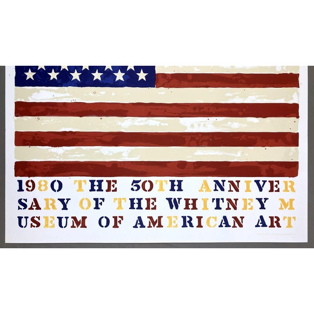 Realism Jasper Johns Two Flags 1980 Original 50th Anniversary of the Whitney Museum of American Art Exhibition Poster For Sale - Image 3 of 10