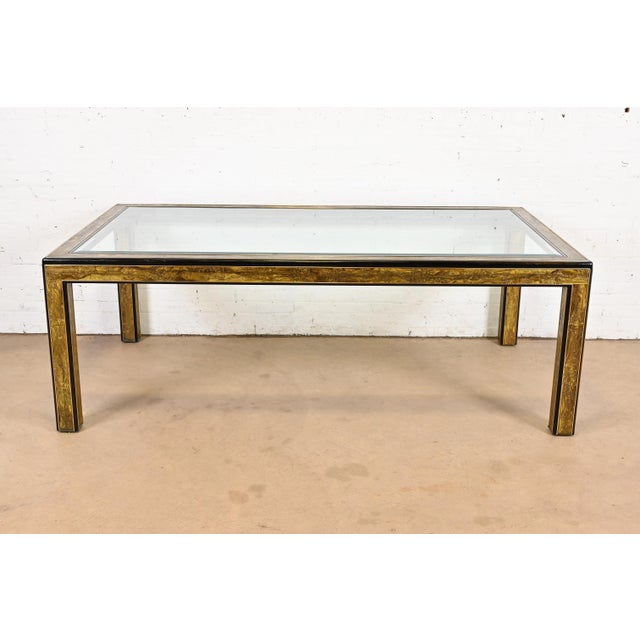 1970s Bernhard Rohne for Mastercraft Hollywood Regency Acid Etched Brass Dining Table, 1970s For Sale - Image 5 of 12