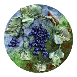 19th Majolica Grapes Wall Platter Longchamp