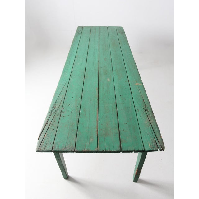 Early 20th Century Antique Green Wooden Folding Table 8 Ft For Sale - Image 5 of 18