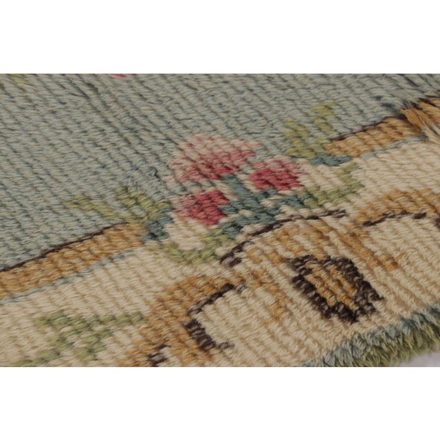 Mid-Century Modern Vintage Swedish Rya Rug, Ivory With Scandinavian Floral Scrollwork - Rug & Kilim For Sale - Image 3 of 8