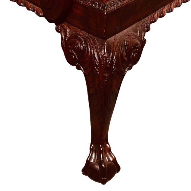 Red Set of Eight English Carved Mahogany George III Style Dining Chairs For Sale - Image 8 of 8