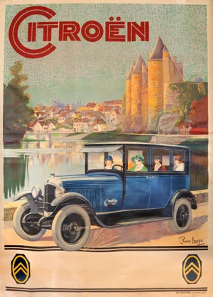 1925 Vintage French Car Poster, Citroen (2 Sheet Poster)