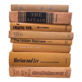 Vintage Golden Gold Yellow Book Library Bookstack For Sale