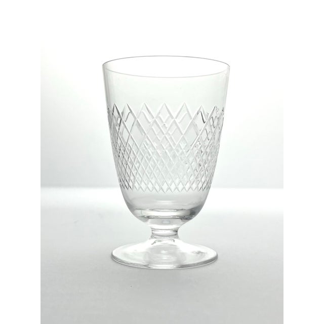 1950s Vintage Mid-Century 8 Footed Juice Glasses, Criss-Cross X Fishnet Cuts For Sale - Image 4 of 7