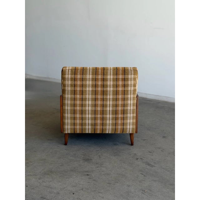 Vintage Plaid & Cane Lounge Chair For Sale In Los Angeles - Image 6 of 18