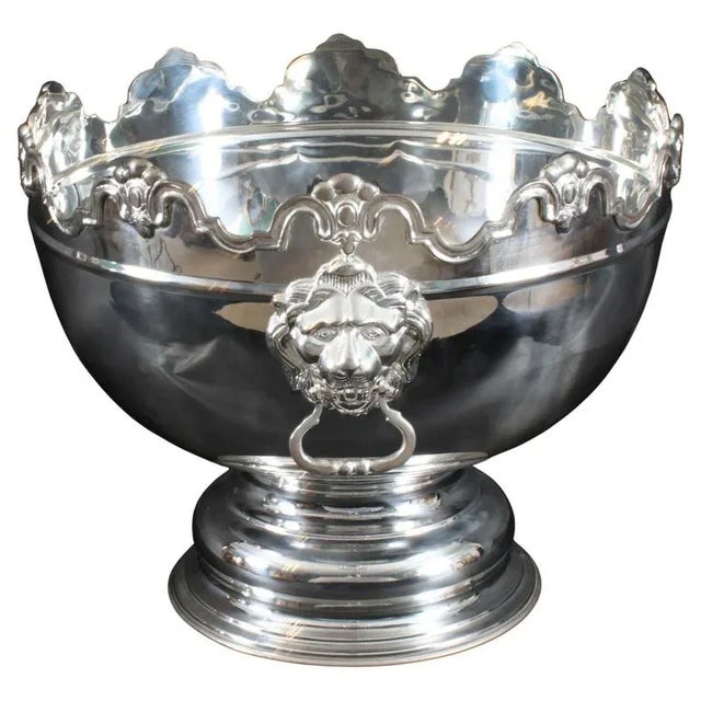 Large Vintage Silver Plate Monteith Punch Bowl, 1980s For Sale - Image 17 of 17