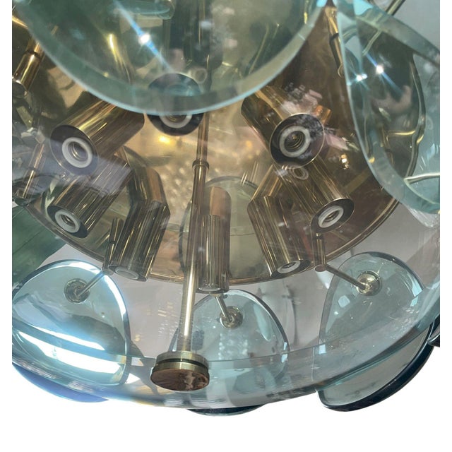 1960s 1960s Cristal Arte Beveled Glass & Brass Pendant For Sale - Image 5 of 7