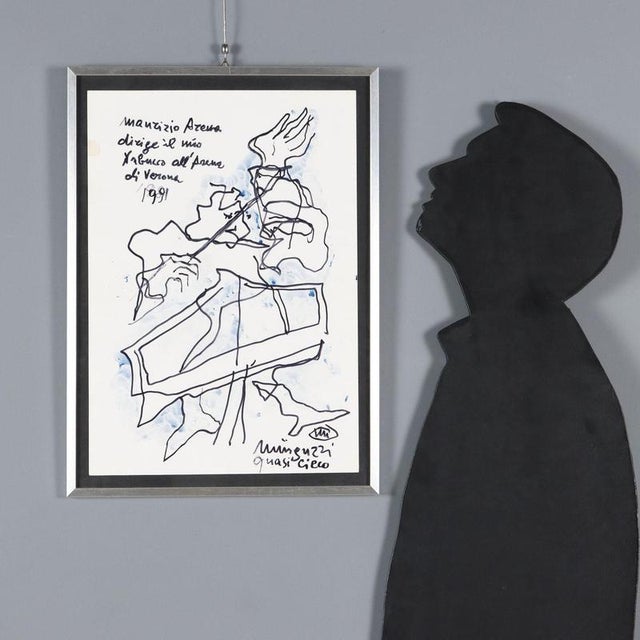 Watercolor and marker on paper. Signed lower right, with the addition of the self- "almost blind"; title at the top. The...