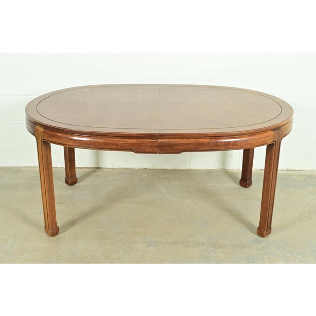 Brown Thomasville Mid-Century Hollywood Regency Chinoiserie Walnut Extension Dining Table, Circa 1970s For Sale - Image 8 of 12
