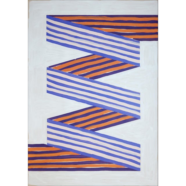 2020s 2026, Op Art Painting Diptych of Purple Ribbon, Color Field Modern Painting on Watercolor Paper For Sale - Image 5 of 10