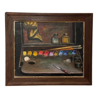 Vintage Mid Century 1950's Still Life Painting "Palette" Artist Signed New York For Sale