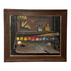 Vintage Mid Century 1950's Still Life Painting "Palette" Artist Signed New York