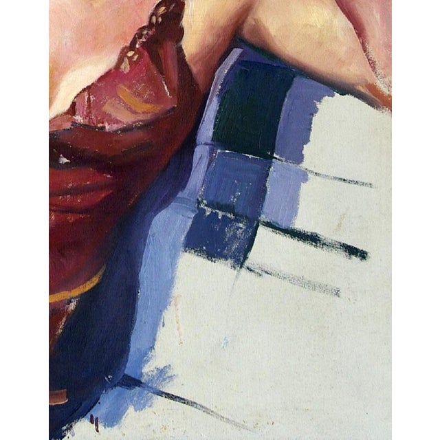 Ukrainian Portrait Oil Painting, Young Woman, Socialist Realism, Soviet Art 90-70 For Sale - Image 6 of 6