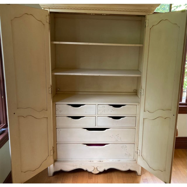 French Country Armoire, Hand Painted Floral Motifs. Ethan Allen For Sale - Image 9 of 14