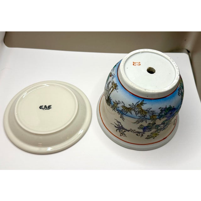 Chinoiserie Porcelain Planter With Water Tray For Sale - Image 11 of 12