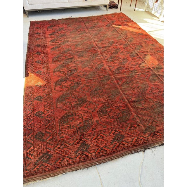 Vintage Tribal Ersari Bashir Minimal Aesthetics with Elephant Tracks Rug 9.2 x 12.5 For Sale - Image 4 of 15