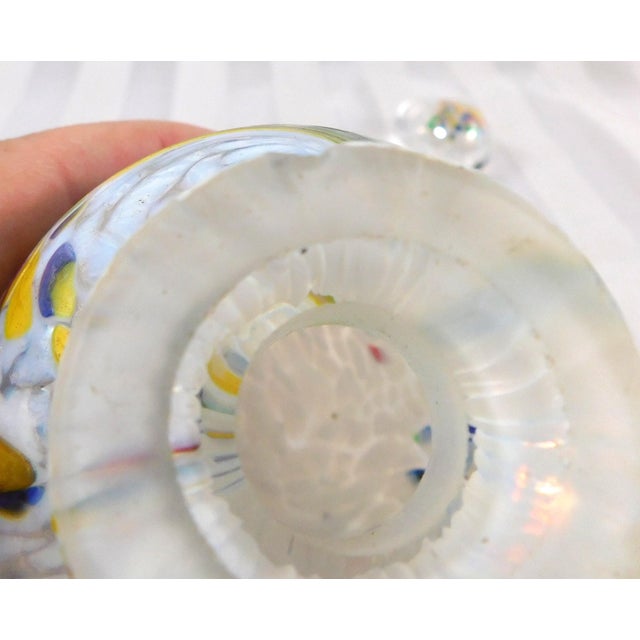 Glass 1980s White and Multicolor Art Glass Perfume Bottle For Sale - Image 7 of 8