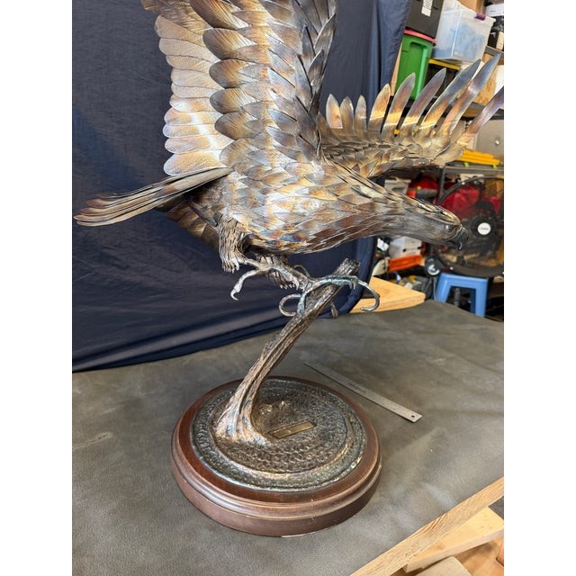 1980s 1980s Richard Prazen “Winged Monarch” Large Handcrafted Metal Eagle Sculpture For Sale - Image 5 of 9