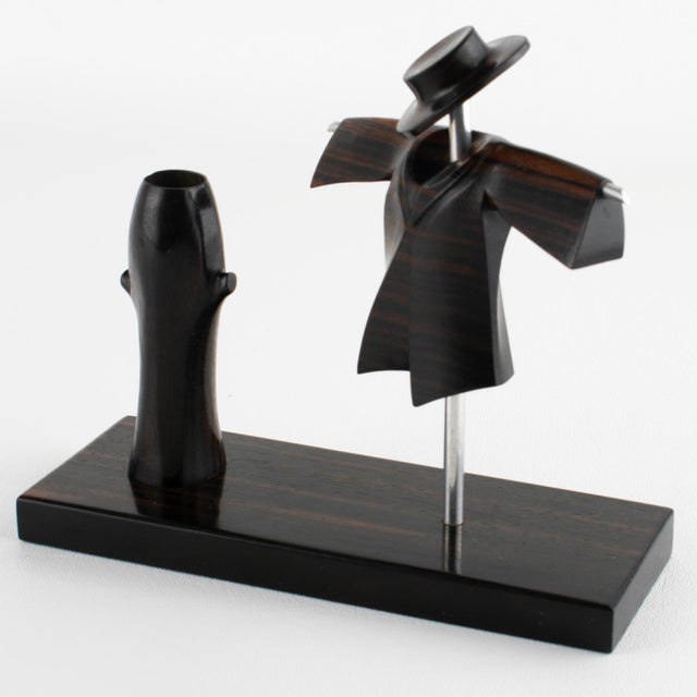 1930s Art Deco Cocktail Picks with Chrome and Macassar Wood Scarecrow For Sale - Image 9 of 9