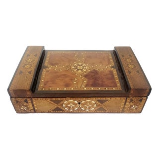 Antique English Moroccan / Moorish Style Inlaid Art Deco Jewelry Box For Sale