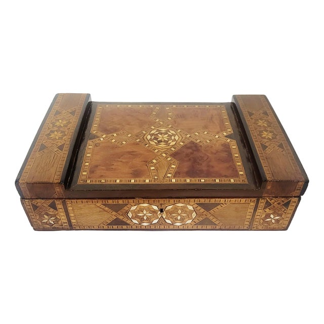 Antique English Moroccan / Moorish Style Inlaid Art Deco Jewelry Box For Sale