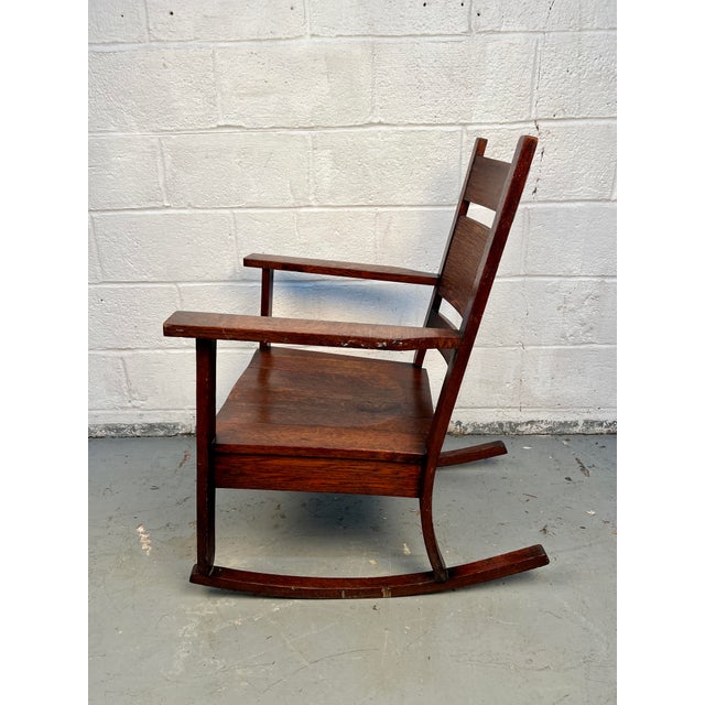 Mid 20th Century Mid 20th Century Mission Style Rocking Chair in Oak For Sale - Image 5 of 14