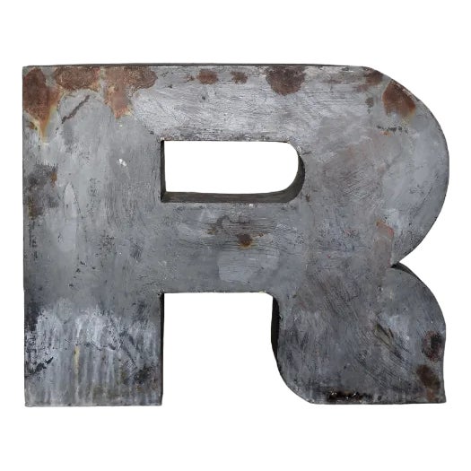 Large Vintage Polish Industrial Metal Letter R, 1950s | Chairish