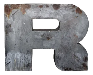 Large Vintage Polish Industrial Metal Letter R, 1950s